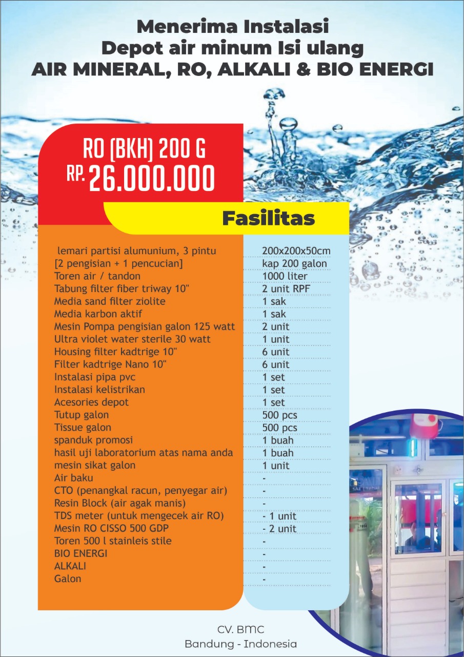 Paket RO 200 G Depot Air Minum CV BMC Hydropure Jasa Landingpage