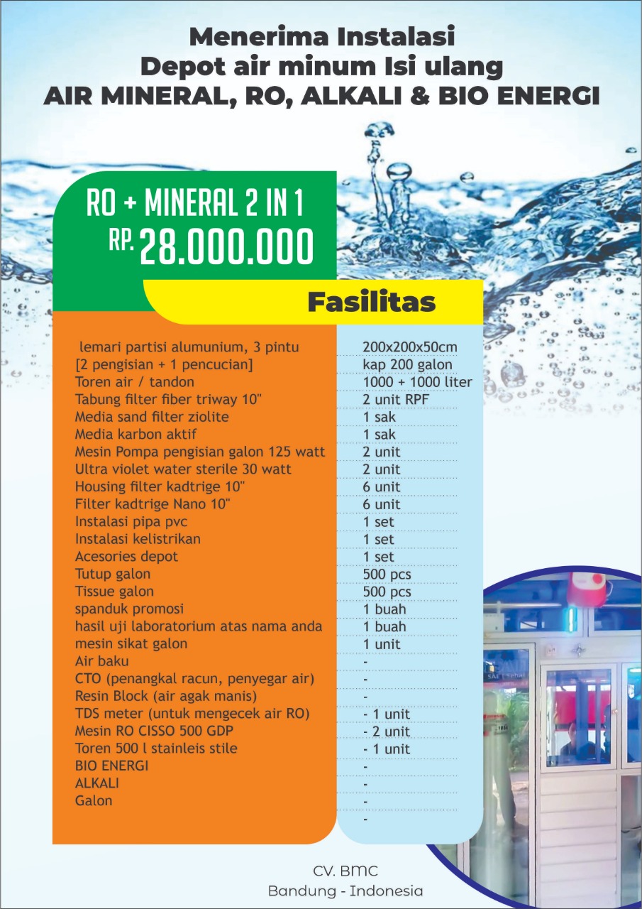 Paket RO Plus Mineral 2 in 1 Depot Air Minum CV BMC Hydropure Jasa Landingpage